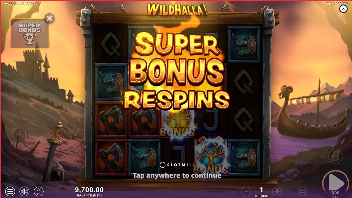 Cenário épico do jogo Wildhalla com elementos vikings e o portal para o Valhalla.