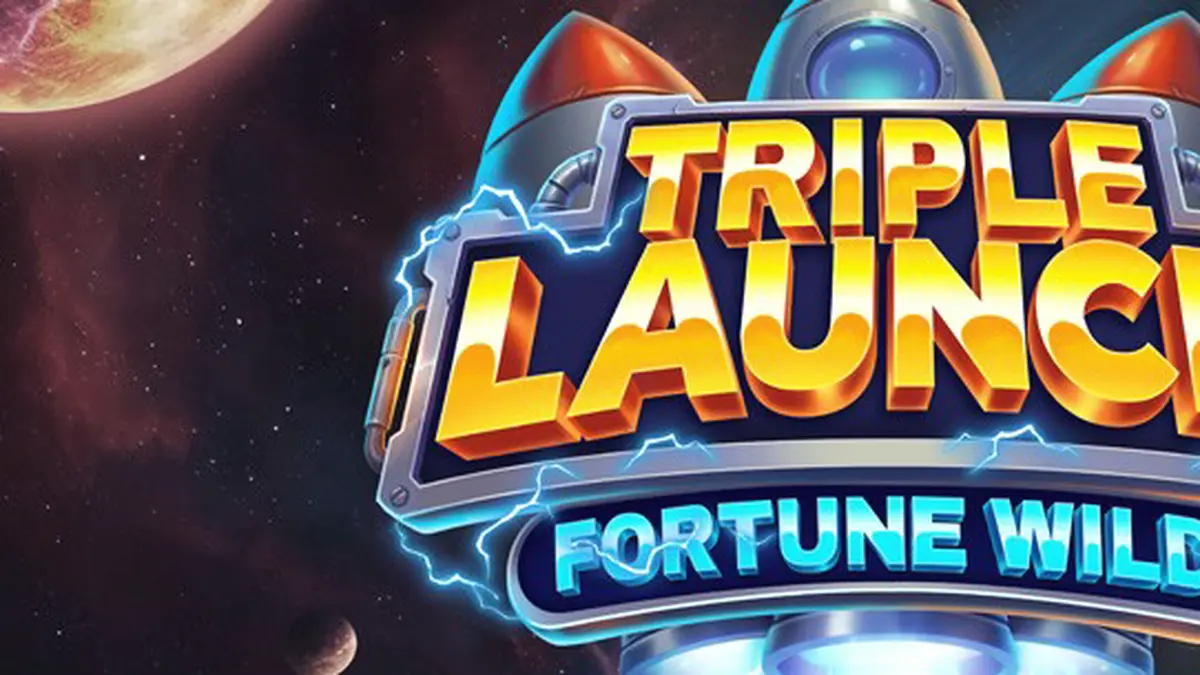 Interface de jogo do slot Triple Launch Fortune Wild com símbolos brilhantes e mecânica de combustível